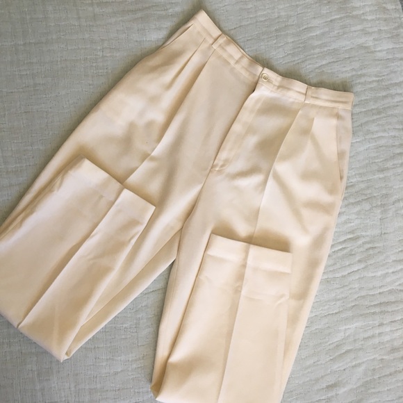 Cream Vintage High Waisted Pleated Trousers - Picture 4 of 8